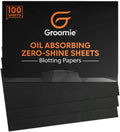 Groomie Oil Absorbing Blotting Sheets with Bamboo Charcoal, 100 Count