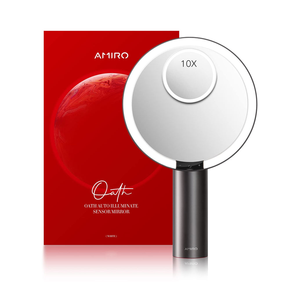 AMIRO 9"LED Makeup Mirror with 10X Magnification,3Colors&6 Brightness,White
