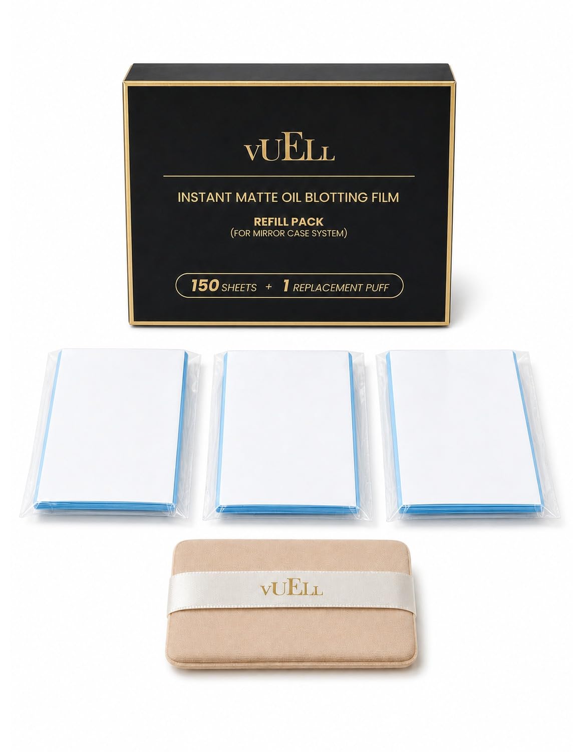 Oil Absorbing Sheets for Face, Non-Drying Feel, Mirror Compact & Puff