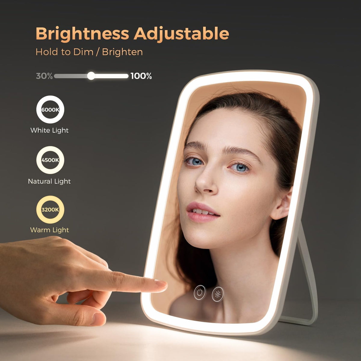 NEZZOE Portable Lighted Makeup Mirror, 1500mAh Battery, 9"x6"