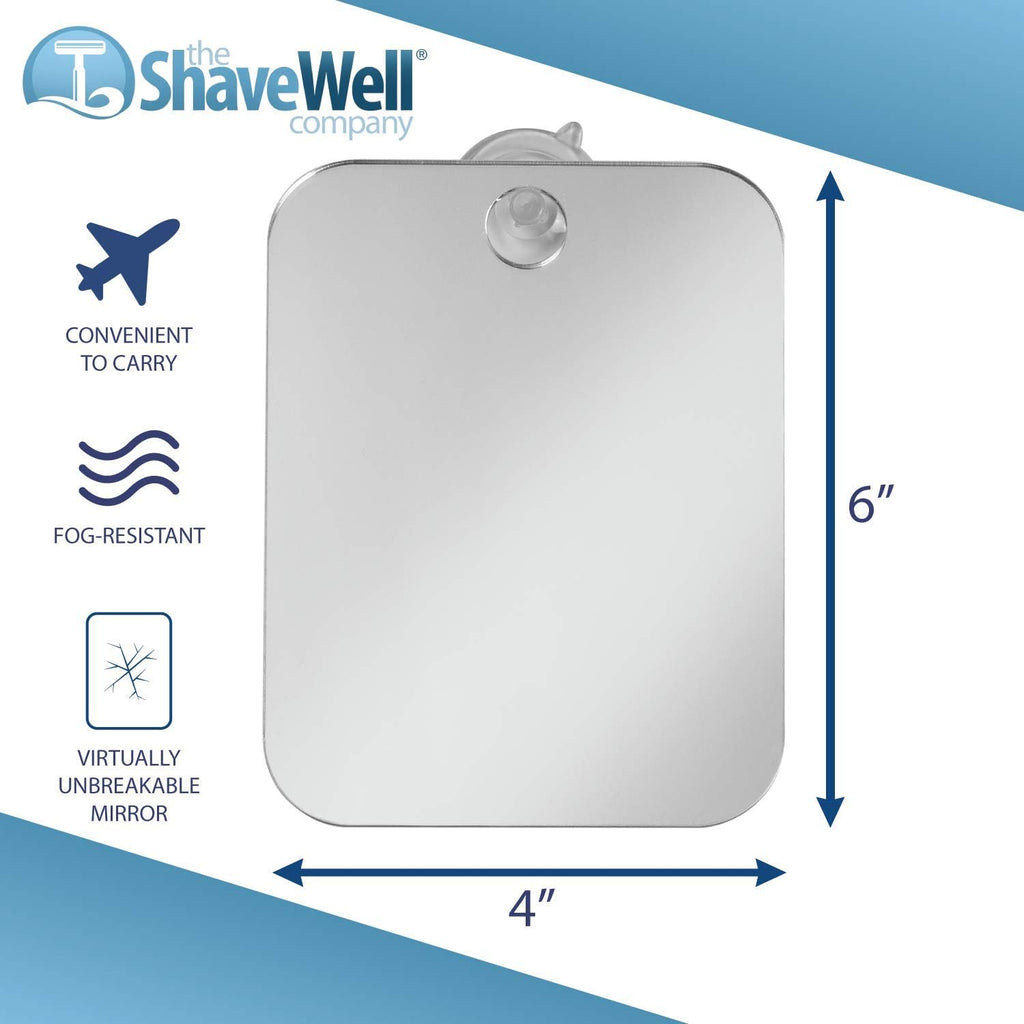 Shave Well Travel Anti-Fog Shaving Mirror with Reusable Suction