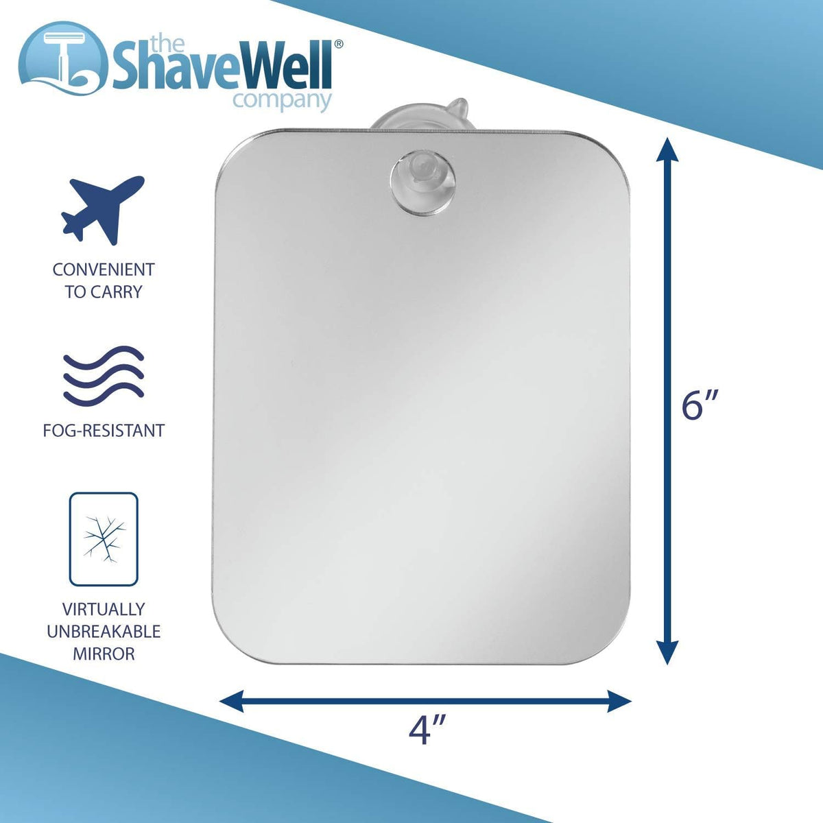 Shave Well Travel Anti-Fog Shaving Mirror with Reusable Suction