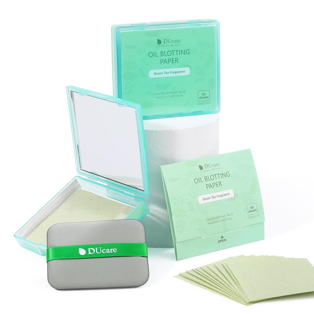 Oil Blotting Sheets for Face, DUcare 100 Counts Green Tea Blotting Paper For Oily Skin, Oil Absorbing Sheets For Face