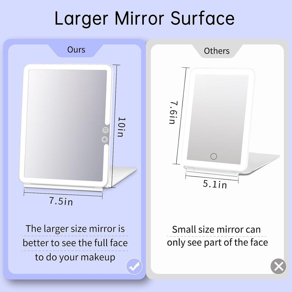 FUNTOUCH 2500mAh Rechargeable Large Travel Makeup Mirror with Lights