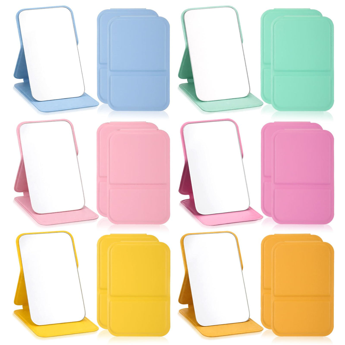 Compact Portable Mirror Bulk, Rectangle, Morandi, 12 Pcs
