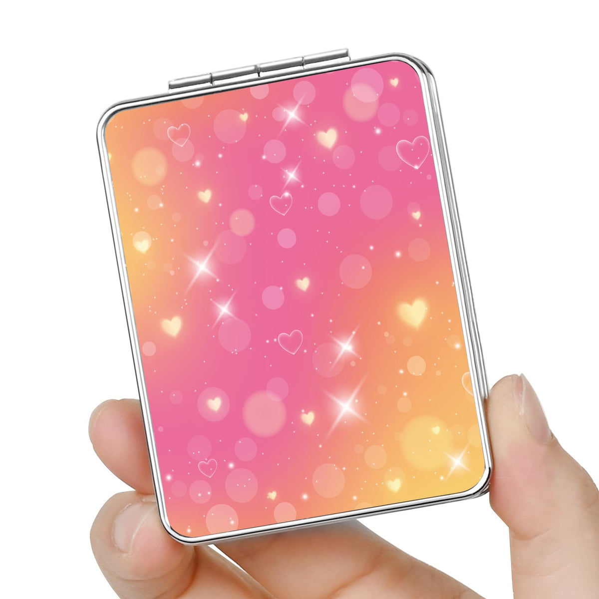 Pocket Mirror, Small Travel Mirror with Magnification, Portable Double-Sided Magnifying Cosmetic Mirror for Daily (Pink Marble)