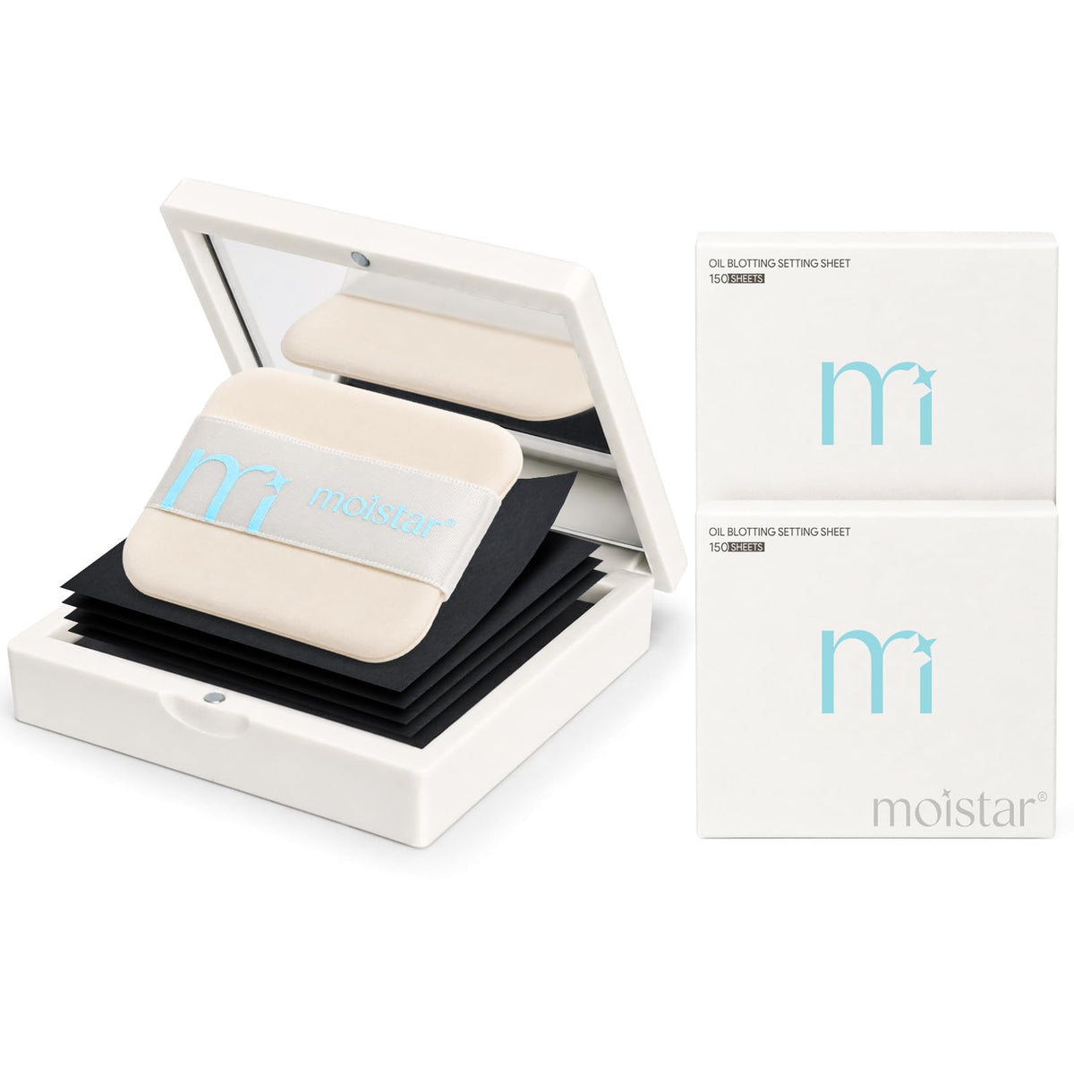Oil Blotting Sheets for Face with Mirror & Puff, Blotting Papers 150PCS