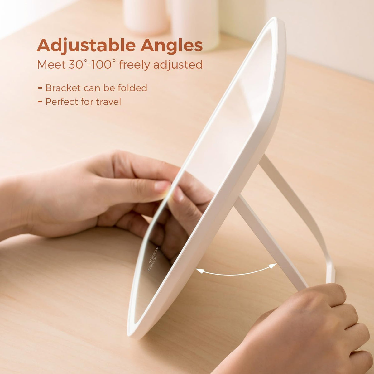 NEZZOE Portable Lighted Makeup Mirror, 1500mAh Battery, 9"x6"
