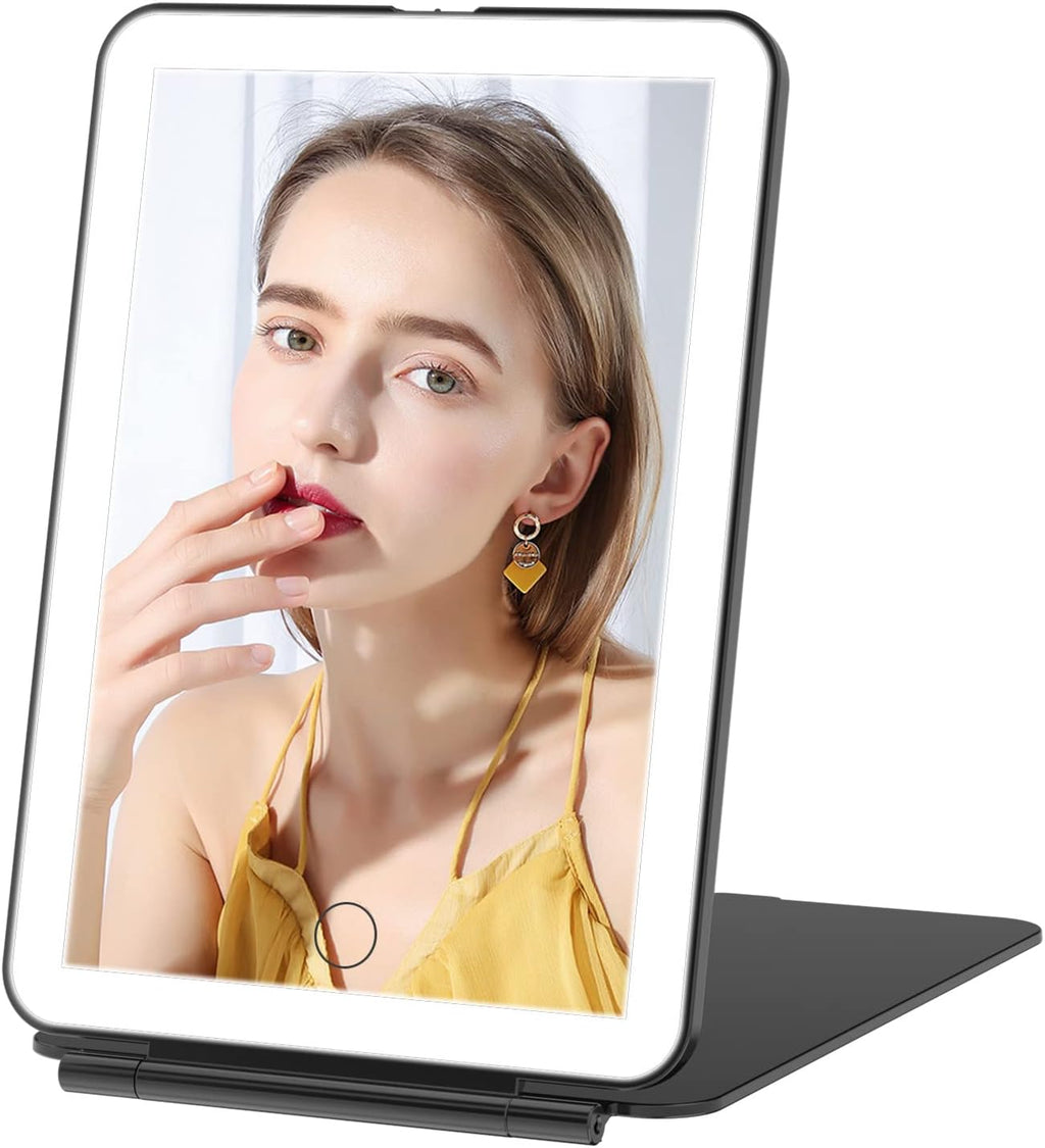 FUNTOUCH Rechargeable Travel Makeup Mirror with 72 Led Lights Portable