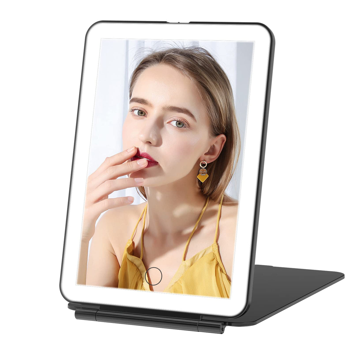 FUNTOUCH Rechargeable Travel Makeup Mirror with 72 Led Lights Portable