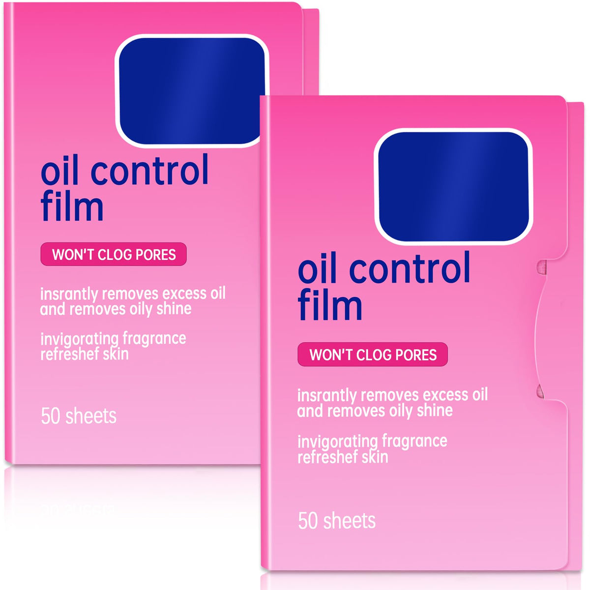 2 Packs Oil Blotting Sheets for Face (120 Sheets) - Oil Absorbing Blotting Papers for Oily Skin, Makeup-Friendly & Portable Oil Wipes