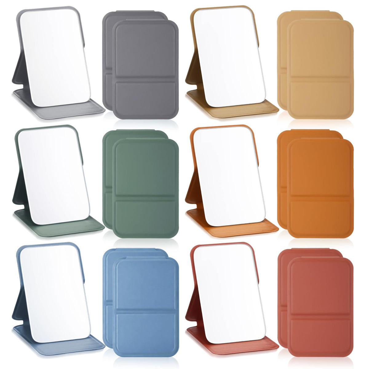 Compact Portable Mirror Bulk, Rectangle, Morandi, 12 Pcs