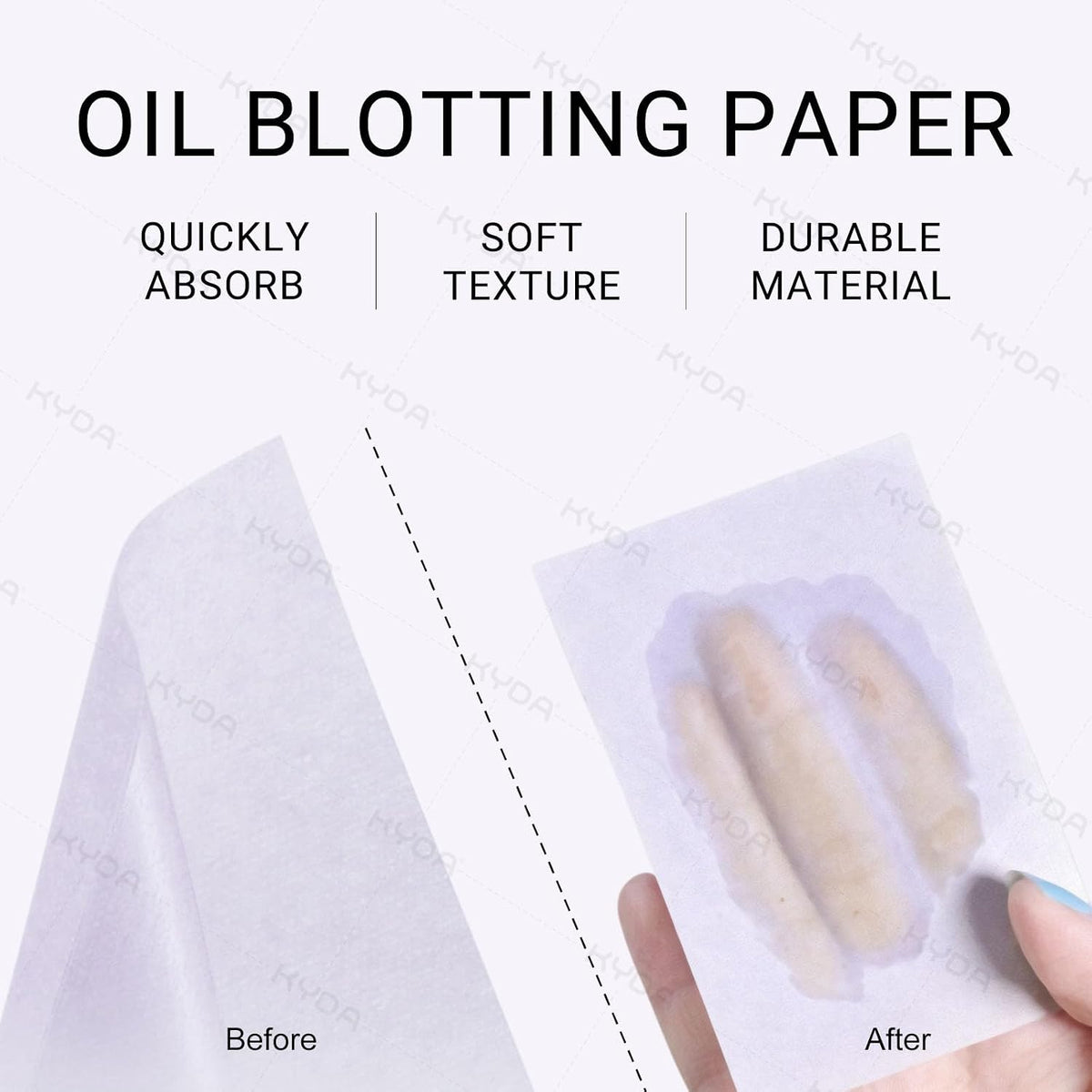 KYDA 200 Sheets Face Oil Blotting Paper, Included Refills, Mirror and Puff, Oil Absorbing Sheets for Matte Makeup, Controls Shine, Absorb Excess Oil, Travel Size Gentle Face Makeup