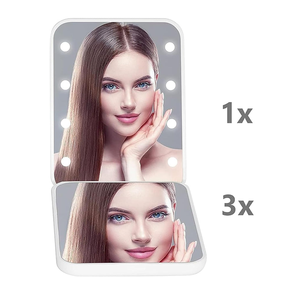 Kintion Pocket Mirror, 1X/3X Magnification LED Compact Mirror (White)