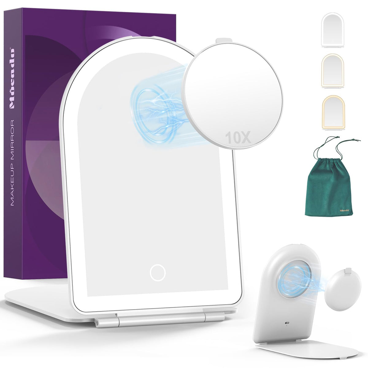 Mocado Travel Makeup Mirror with Light, 1x/10x Magnifying Mirror with Light