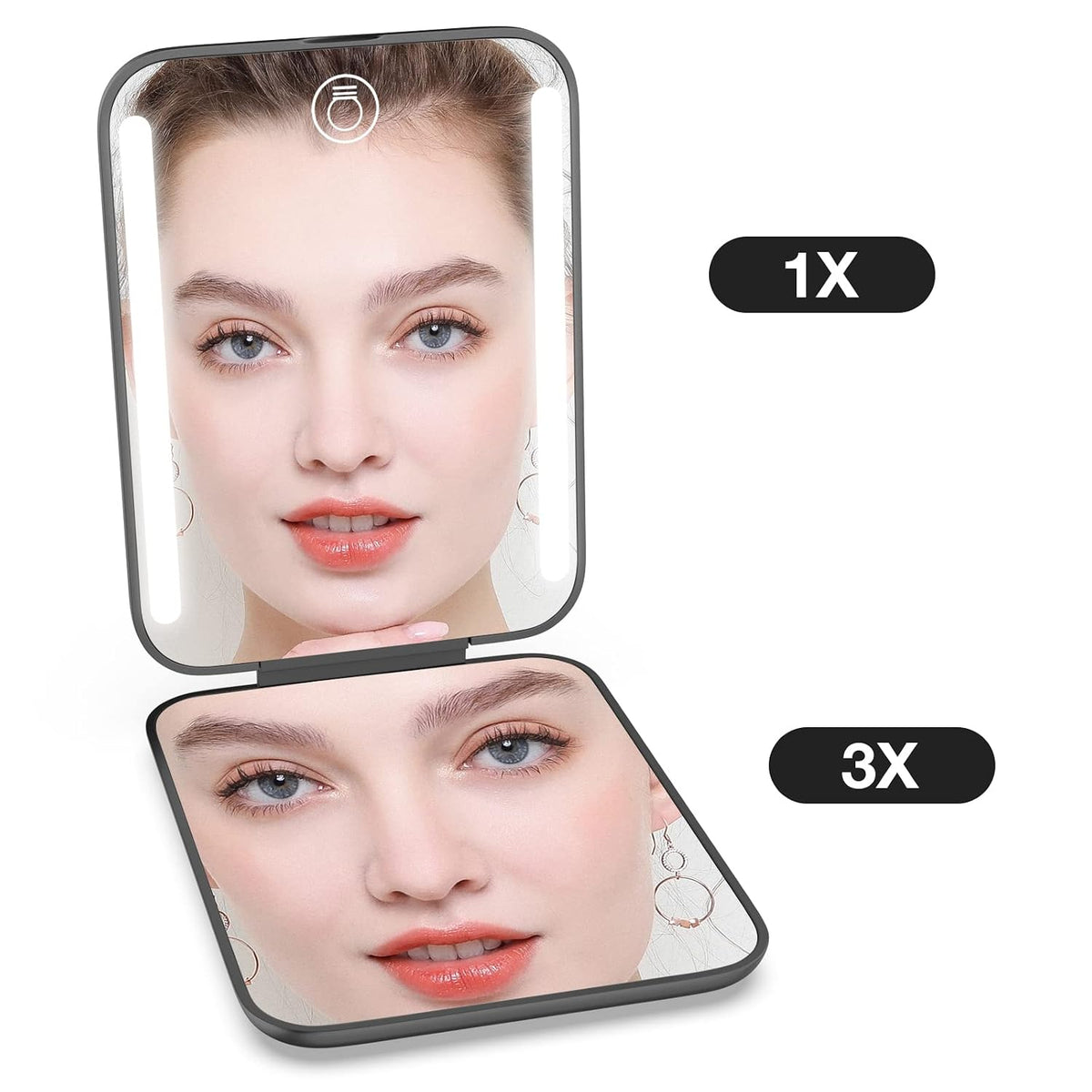 Kintion Rechargeable Pocket Mirror, 1X/3X Portable Compact Mirror