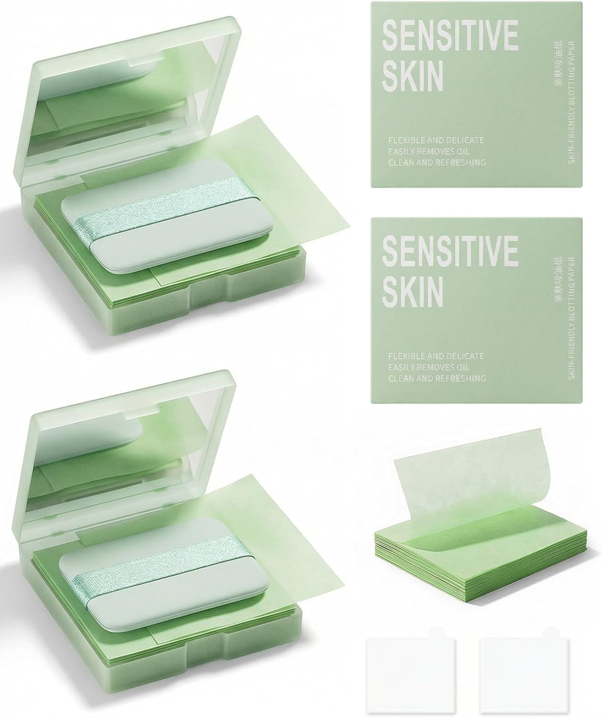 400 Sheets Oil Blotting Papers for Face with Mirror Puff, Oil Absorbing Sheets for Oily Skin