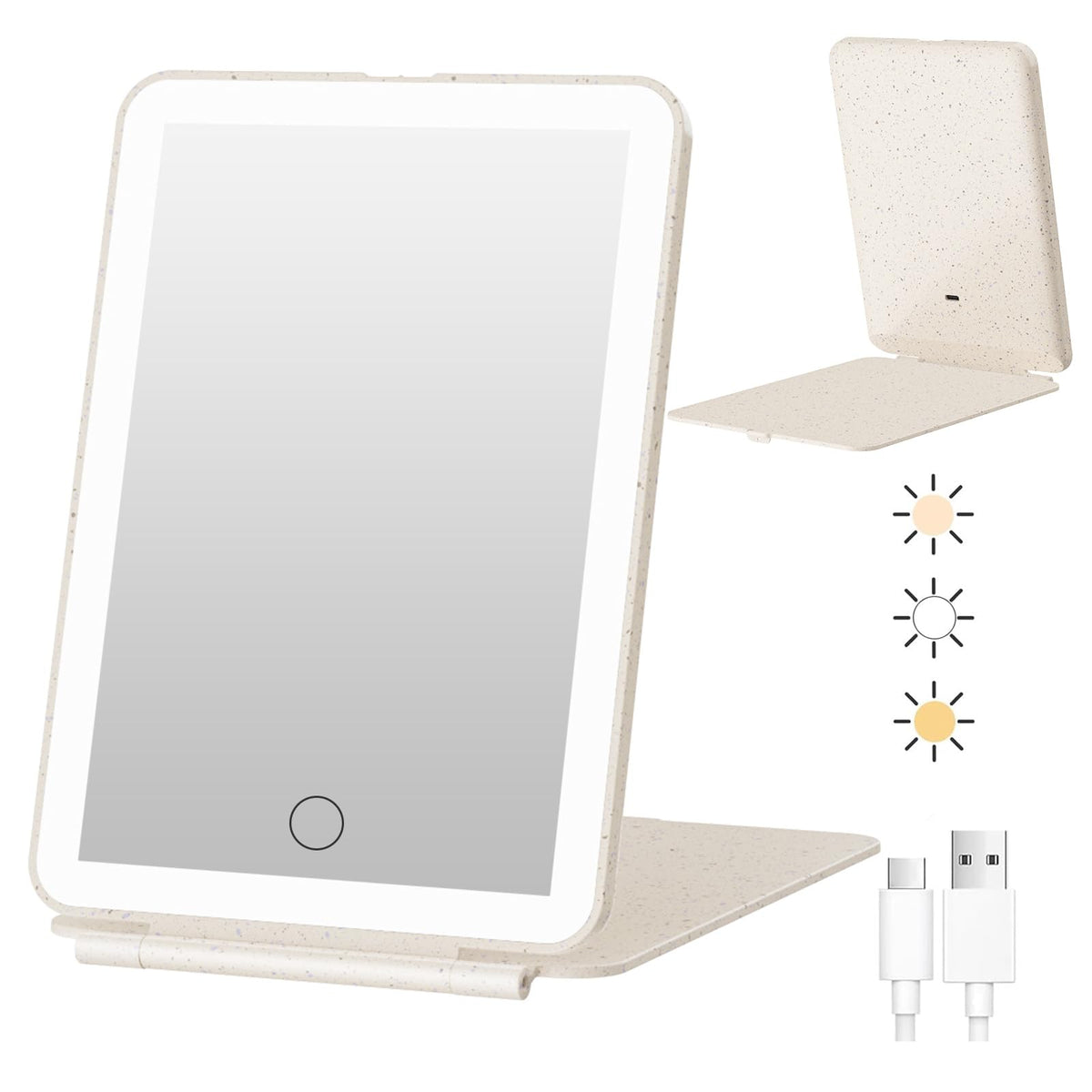 FUNTOUCH Rechargeable Travel Makeup Mirror with 72 Led Lights Portable