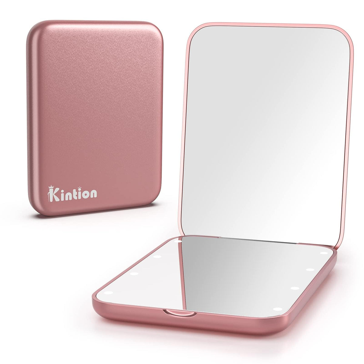 Kintion Pocket Mirror, 1X/3X Magnification LED Compact Mirror (Black)
