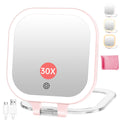 FASCINATE 7" Rechargeable Travel Makeup Mirror 30X Magnification (White)