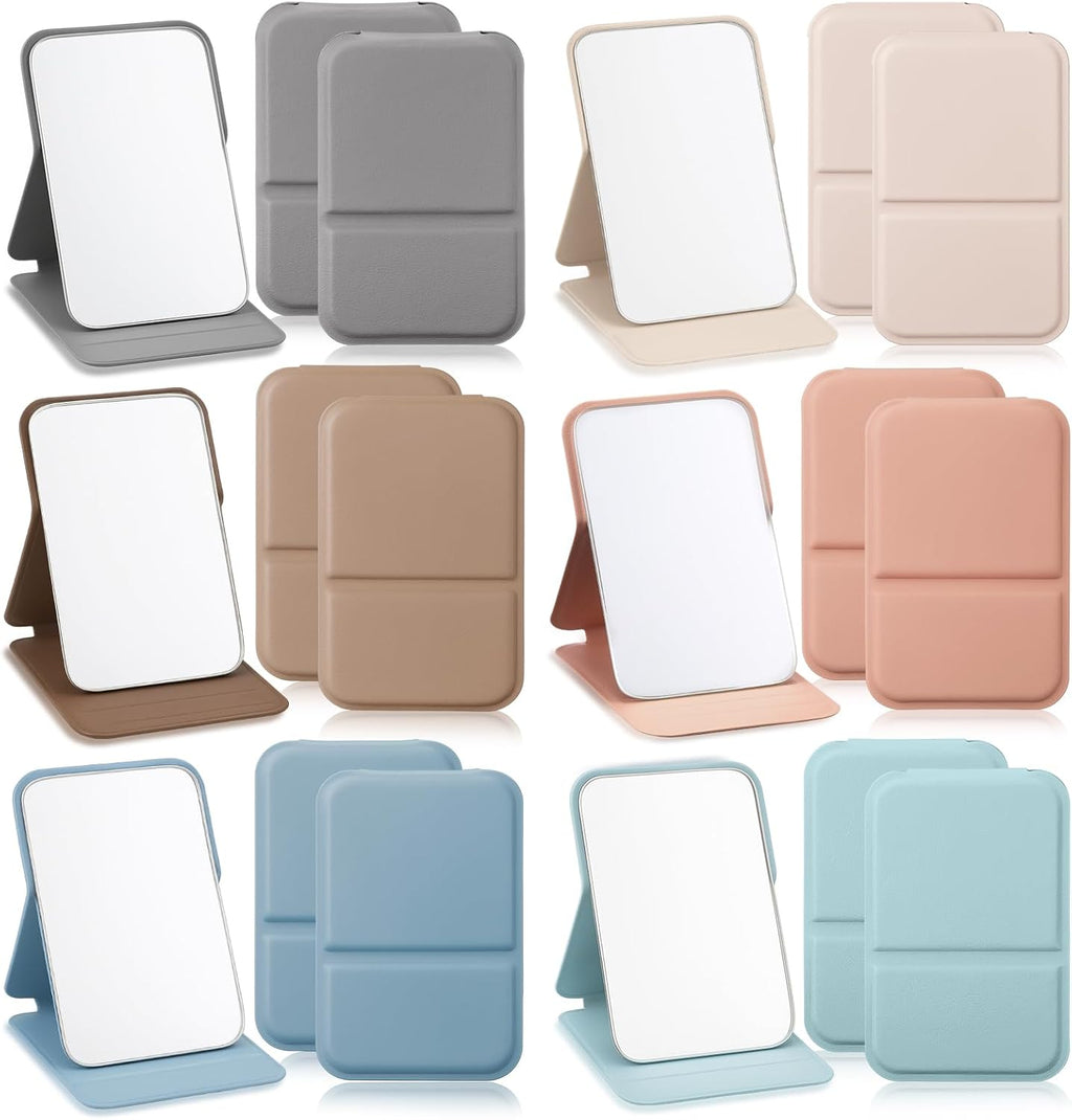 Compact Portable Mirror Bulk, Rectangle, Morandi, 12 Pcs