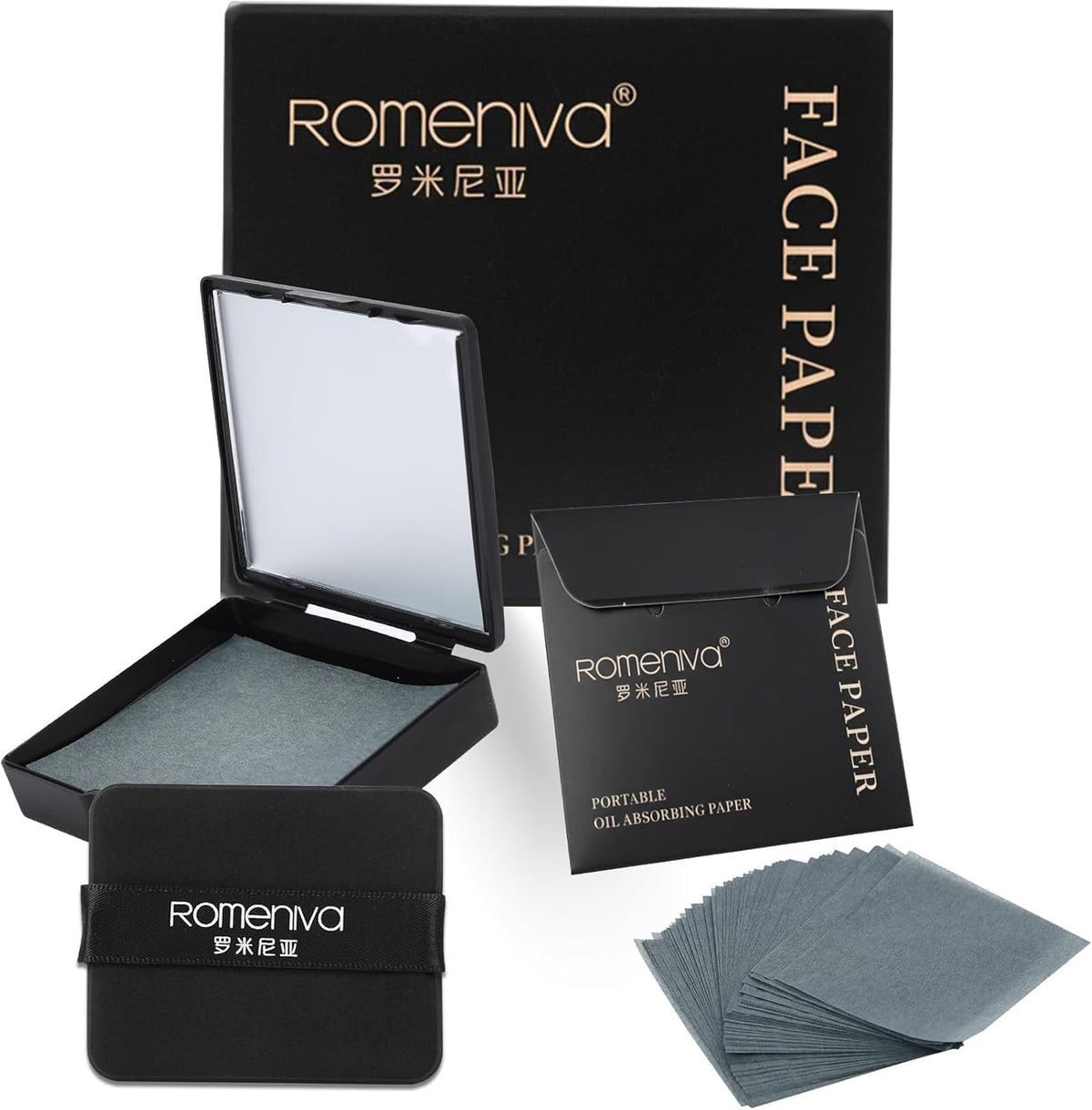 Oil Blotting Sheets for Face - 500 Sheets with Mirror & Puff | Super Absorbent Oil Control Film for Work, Gym & Events | Makeup-Friendly, Natural Blotting Papers for Oily Skin | Women, Men & Teens