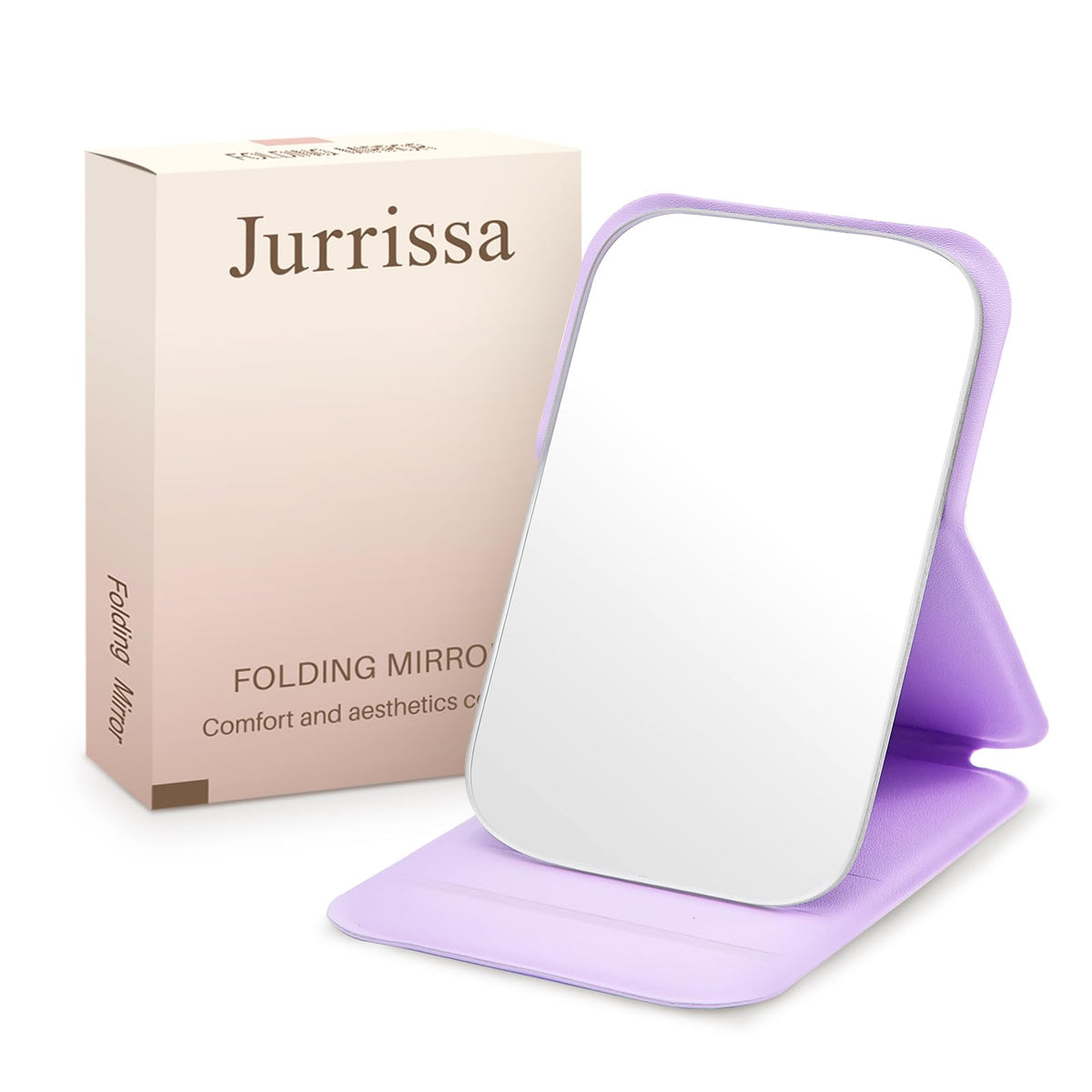 Compact Folding Mirror, 3.9" Stainless Steel Travel Mirror with PU Leather Case Cover for Makeup, Small Handheld Mirror for Pocket Purse, Mini Foldable Mirrors with Stand(Orange)