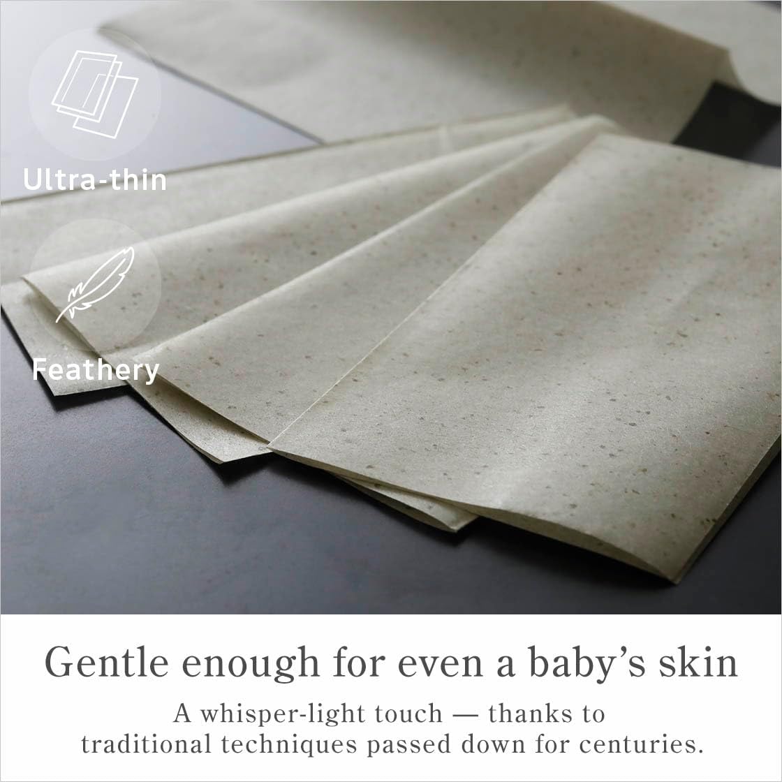 Oil Blotting Paper 100 Sheets, Pack of 1 – Premium Green Tea Face Blotting Sheets, Oil Absorbing Tissues in Japanese Washi, Easy-Dispense Pack, Made in Japan, Oily Skin Care & Makeup Essential