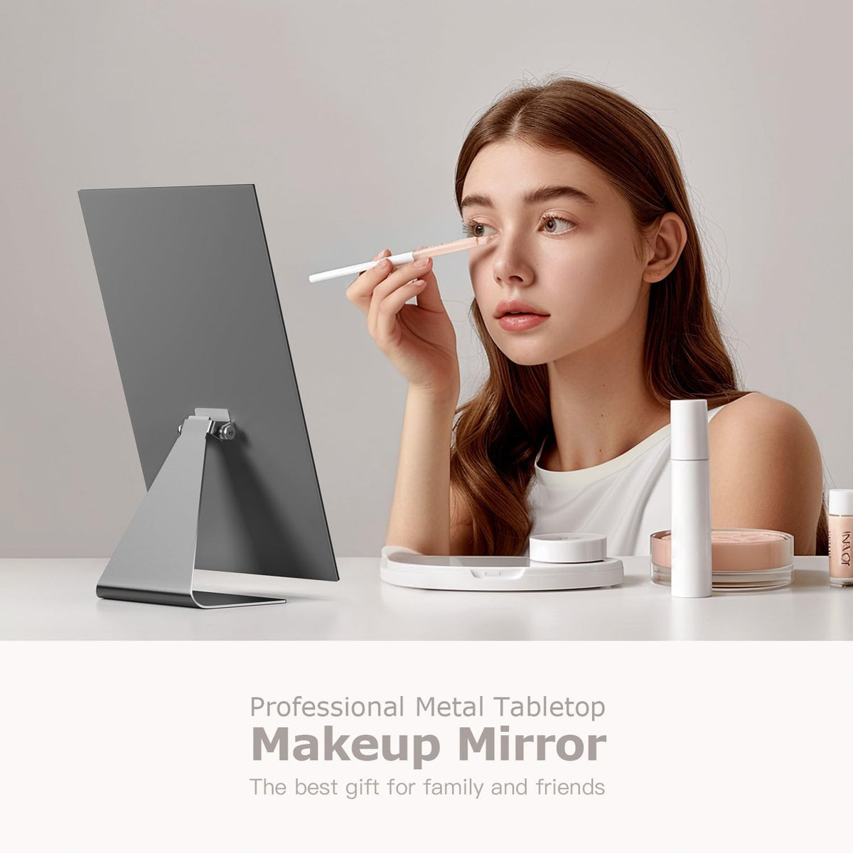 NEZZOE Rectangular Free-Standing Frameless Makeup Mirror, 12" x 7"