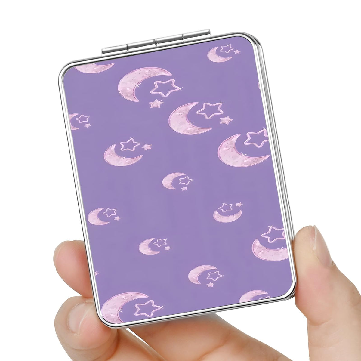 Pocket Mirror, Small Travel Mirror with Magnification, Portable Double-Sided Magnifying Cosmetic Mirror for Daily (Pink Marble)