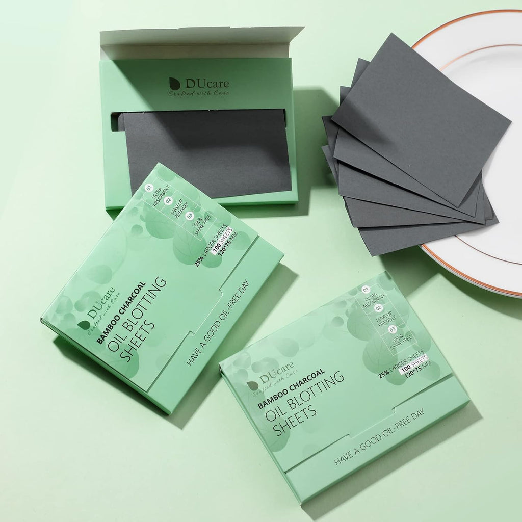 Oil Blotting Sheets for Face, DUcare 100 Counts Green Tea Blotting Paper For Oily Skin, Oil Absorbing Sheets For Face