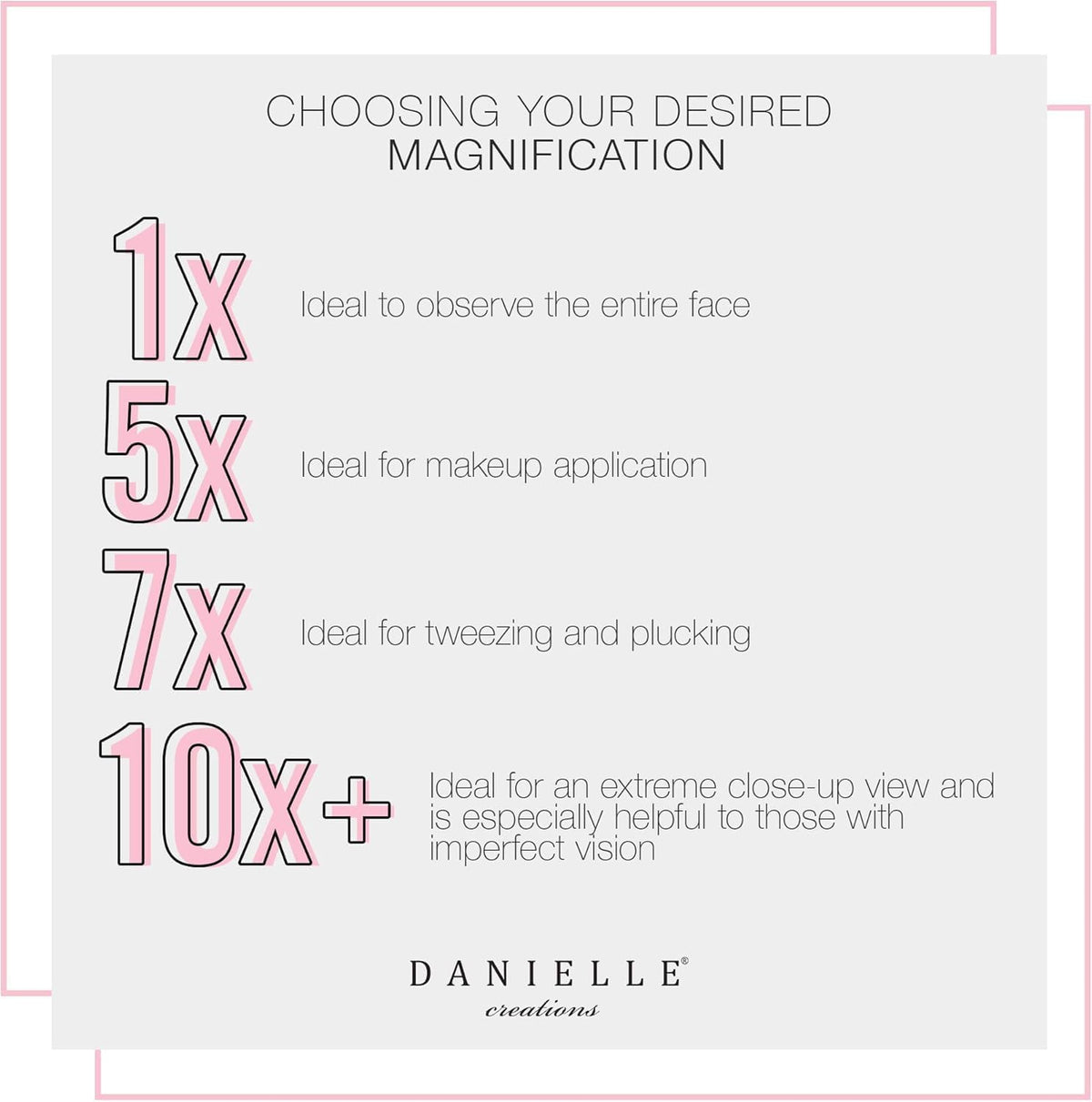 Danielle Creations 3-Way Foldable Travel Makeup Mirror with Built in Stand and Handle, Silver