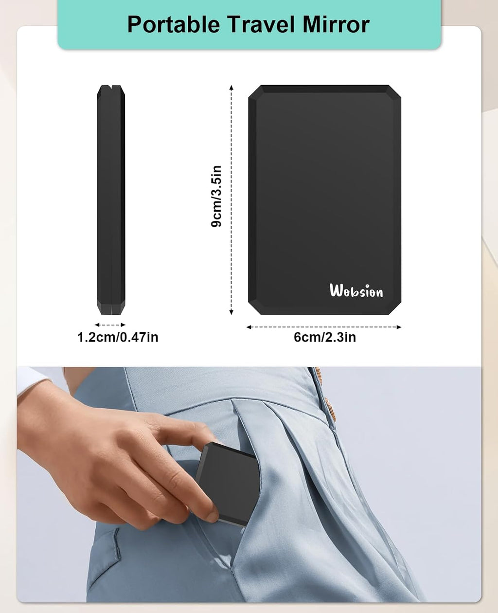 WOBSION Compact Mirror, 1x/2x Magnifying Travel Folding Pocket Mirror