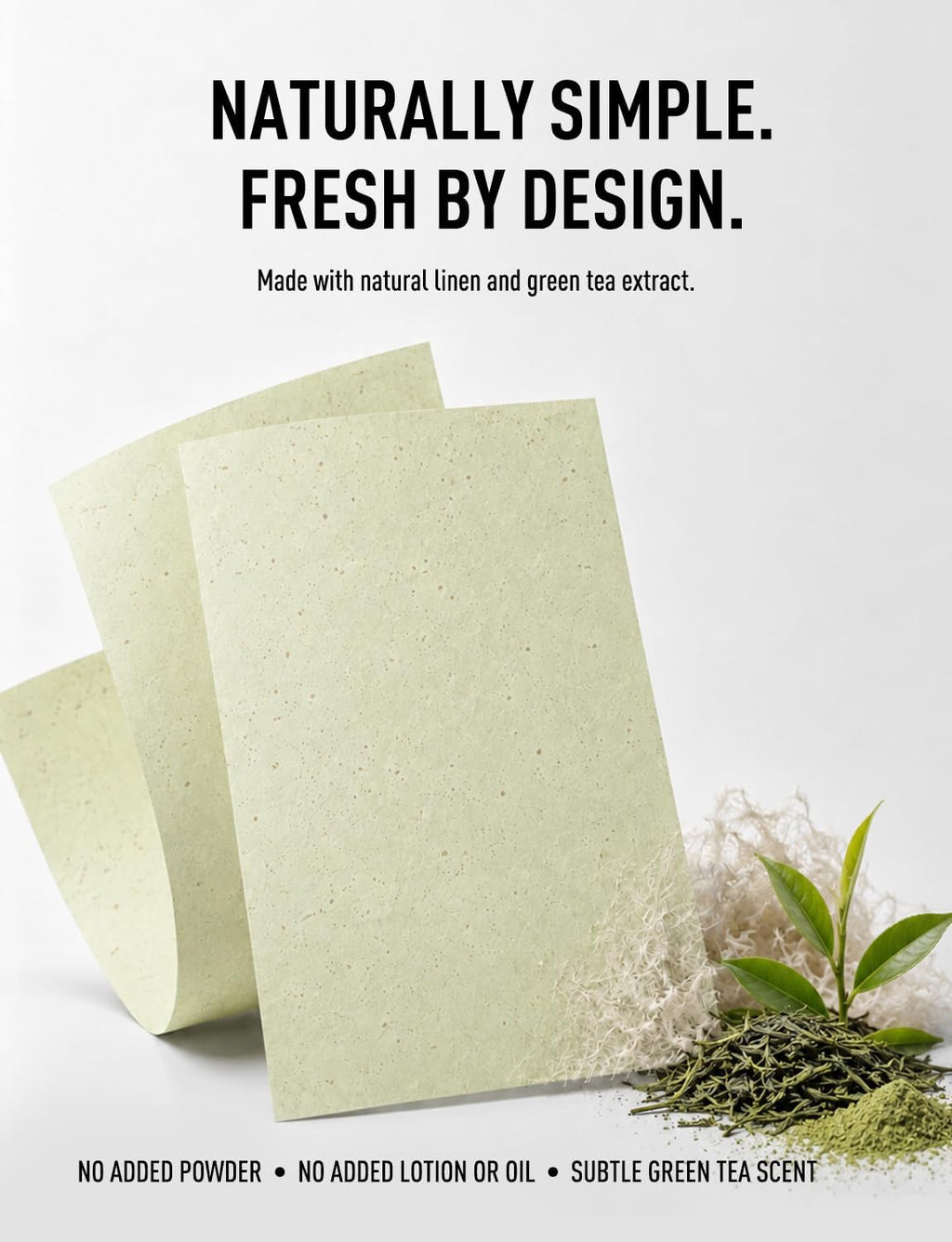 Premium Face Oil Blotting Sheets, 1pack for Facial Care or Makeup, GreenTea