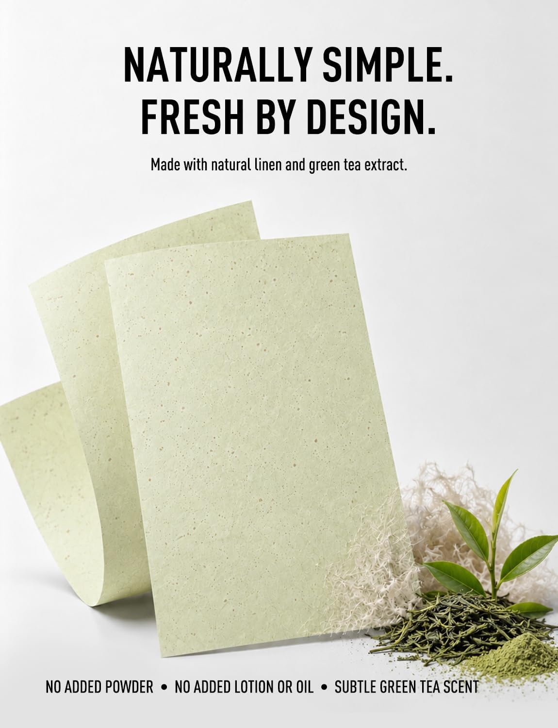Premium Face Oil Blotting Sheets, 1pack for Facial Care or Makeup, GreenTea