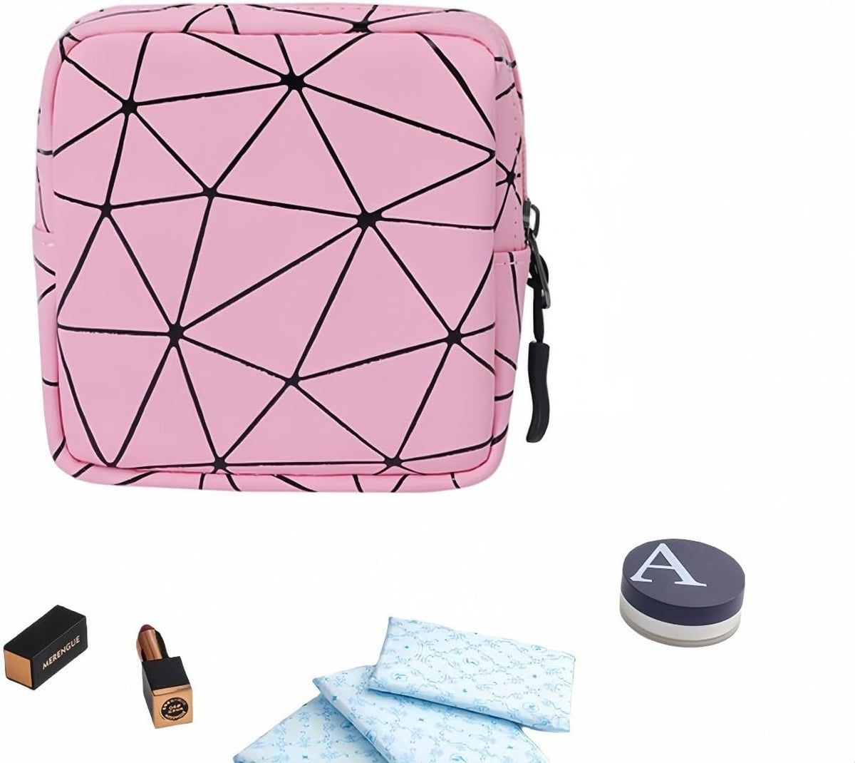Sanitary Napkin Storage Bag Menstrual Cup Pouch Period Bag for Teen Girls Portable Menstrual Pad Sanitary Napkin Storage Tampons Holder for Purse (Pink M)