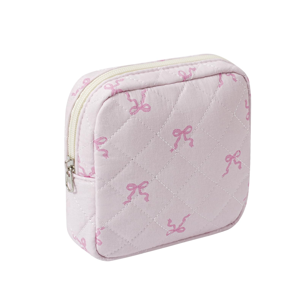 uekeboag Small Quilted Cotton Makeup Bag for Purse（01White Bear）