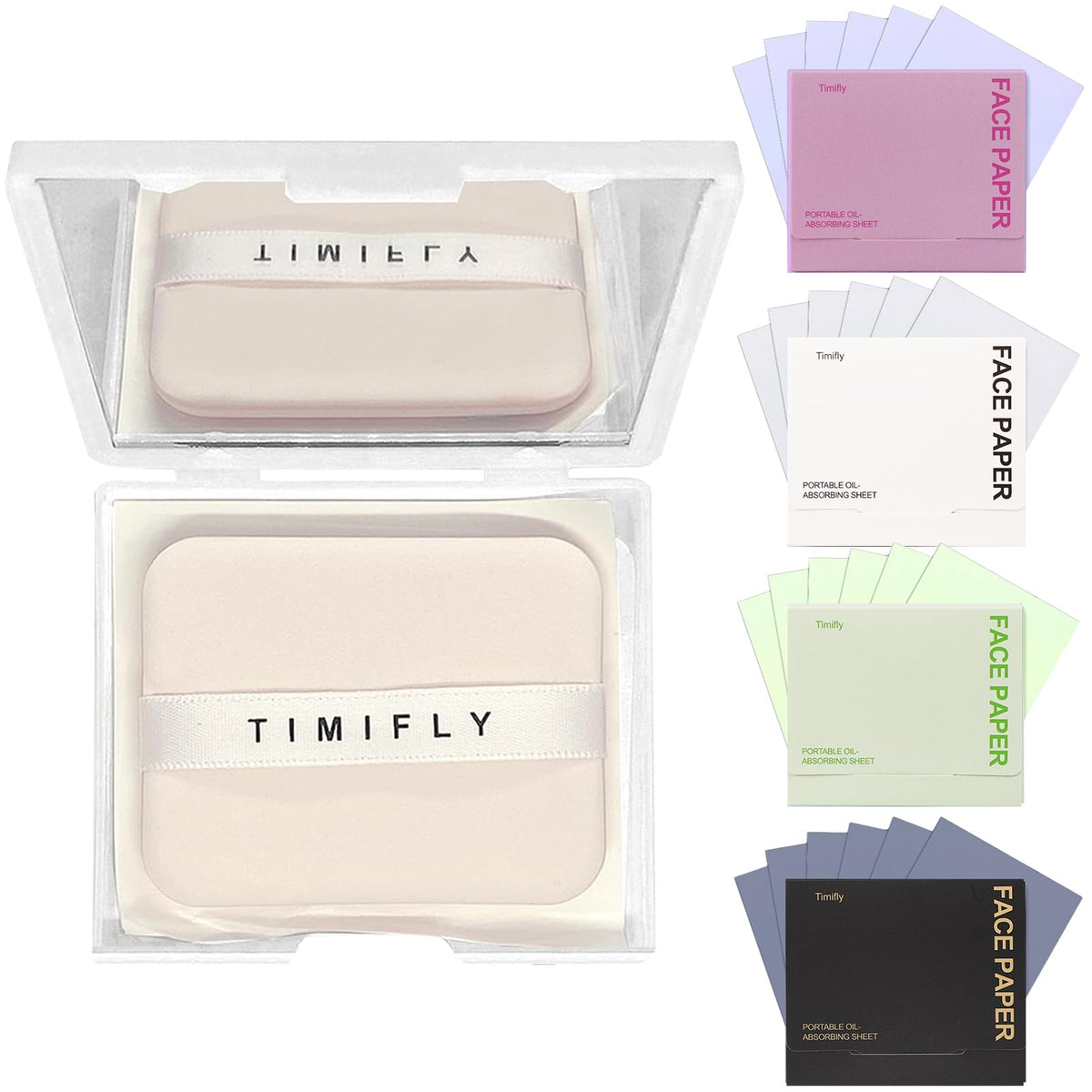 500PCS Oil blotting sheets for face,Papers with Mirror & Puff, Lavender