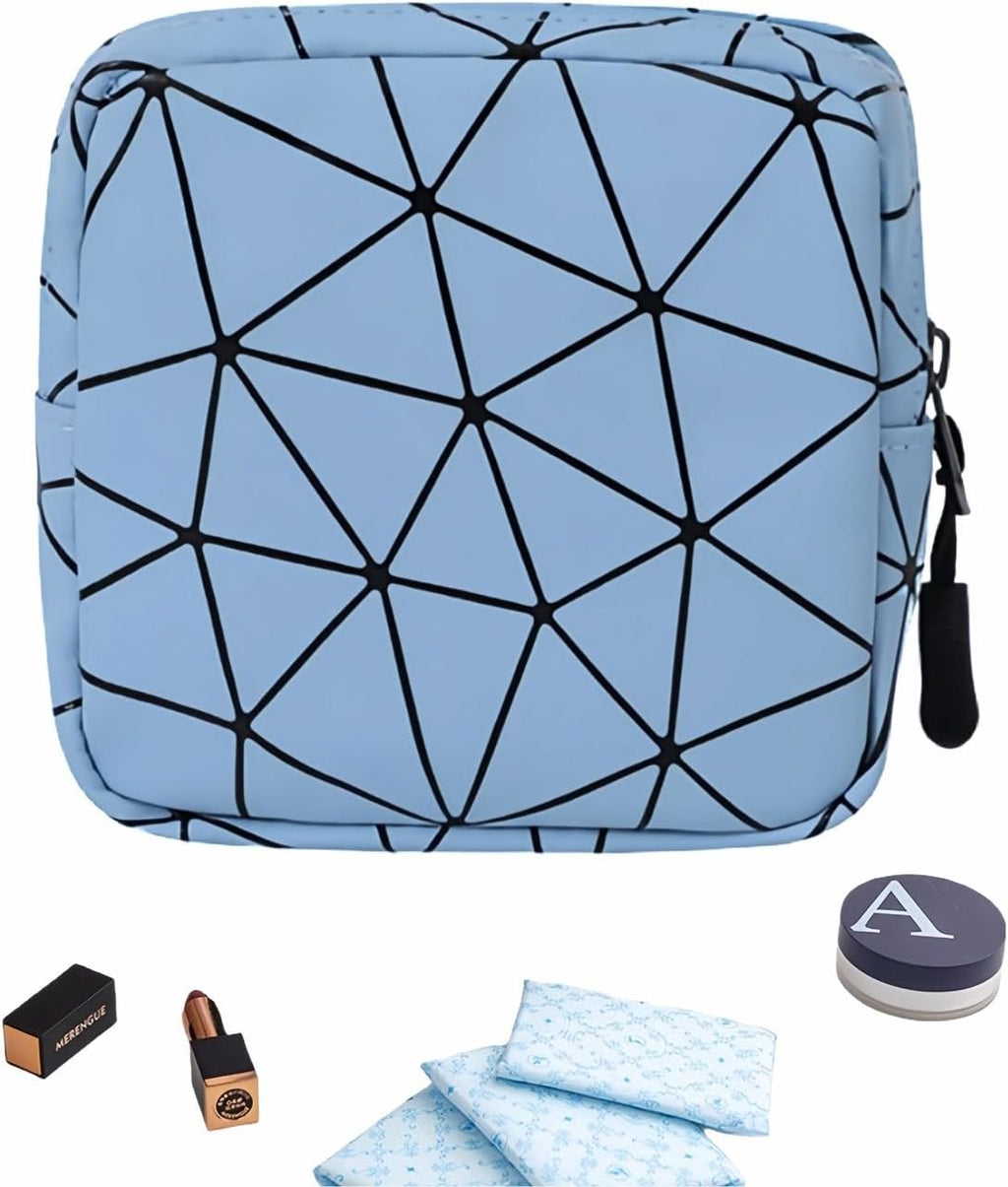 Sanitary Napkin Storage Bag Menstrual Cup Pouch Period Bag for Teen Girls Portable Menstrual Pad Sanitary Napkin Storage Tampons Holder for Purse (Blue M)