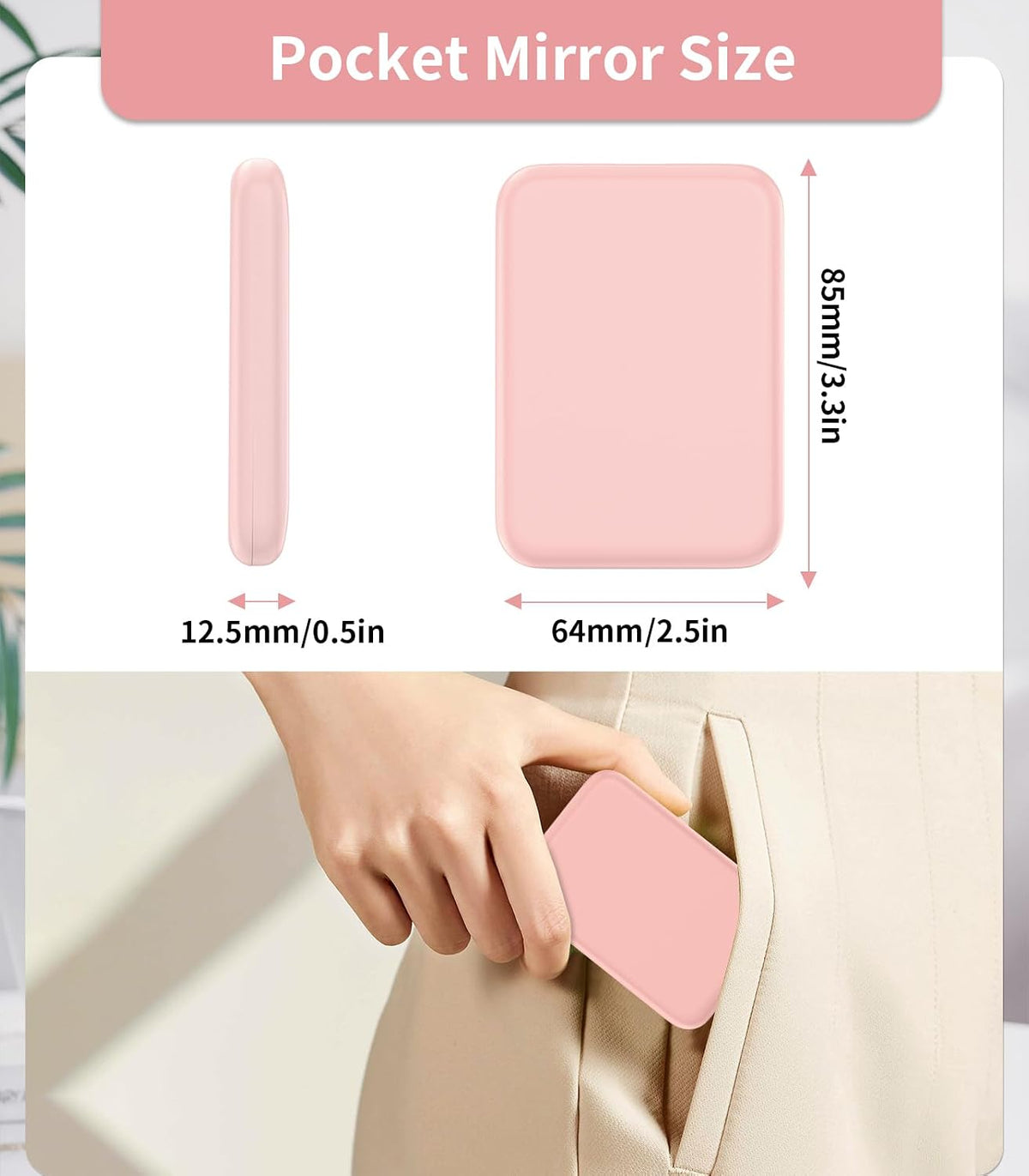 WOBSION 1x/3x Small Lighted Makeup Mirror for Purse