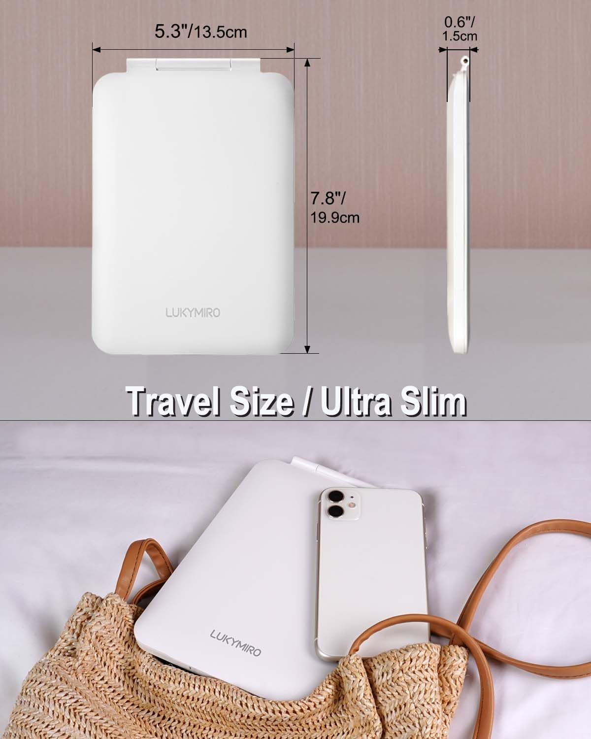 Rechargeable Travel Mirror with Light 7x5 Inch
