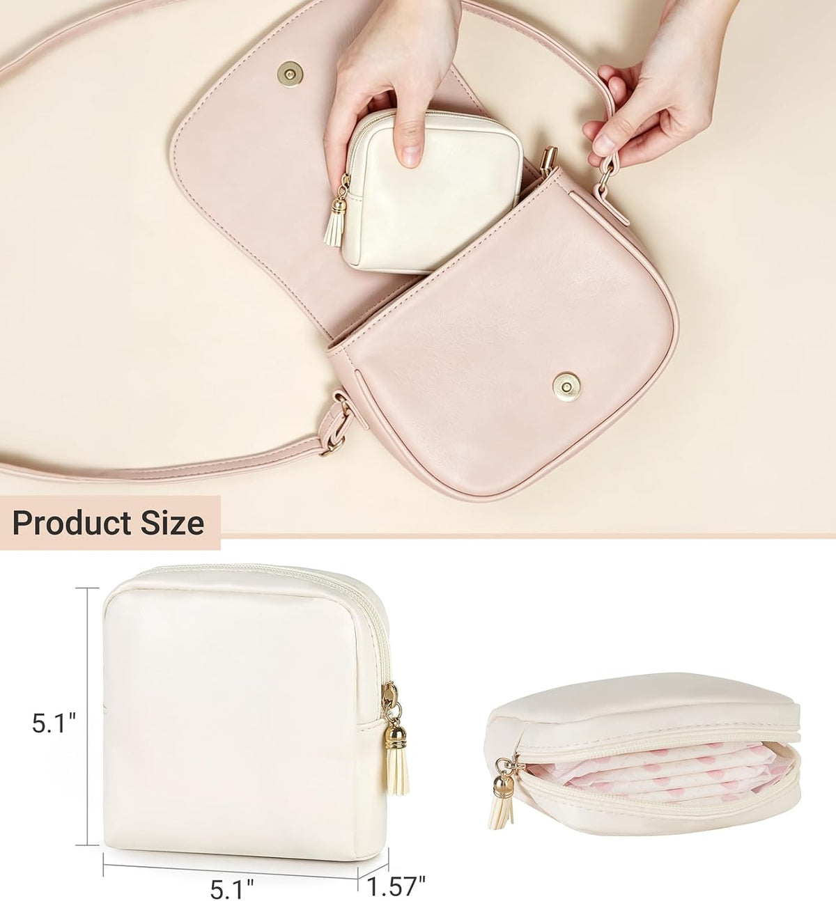 Mkono Period Pad Pouch for School, Sanitary Napkin Storage Bag for Teens