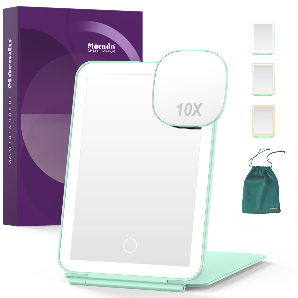Mocado Travel Makeup Mirror with Light, 1x/10x Magnifying Mirror with Light