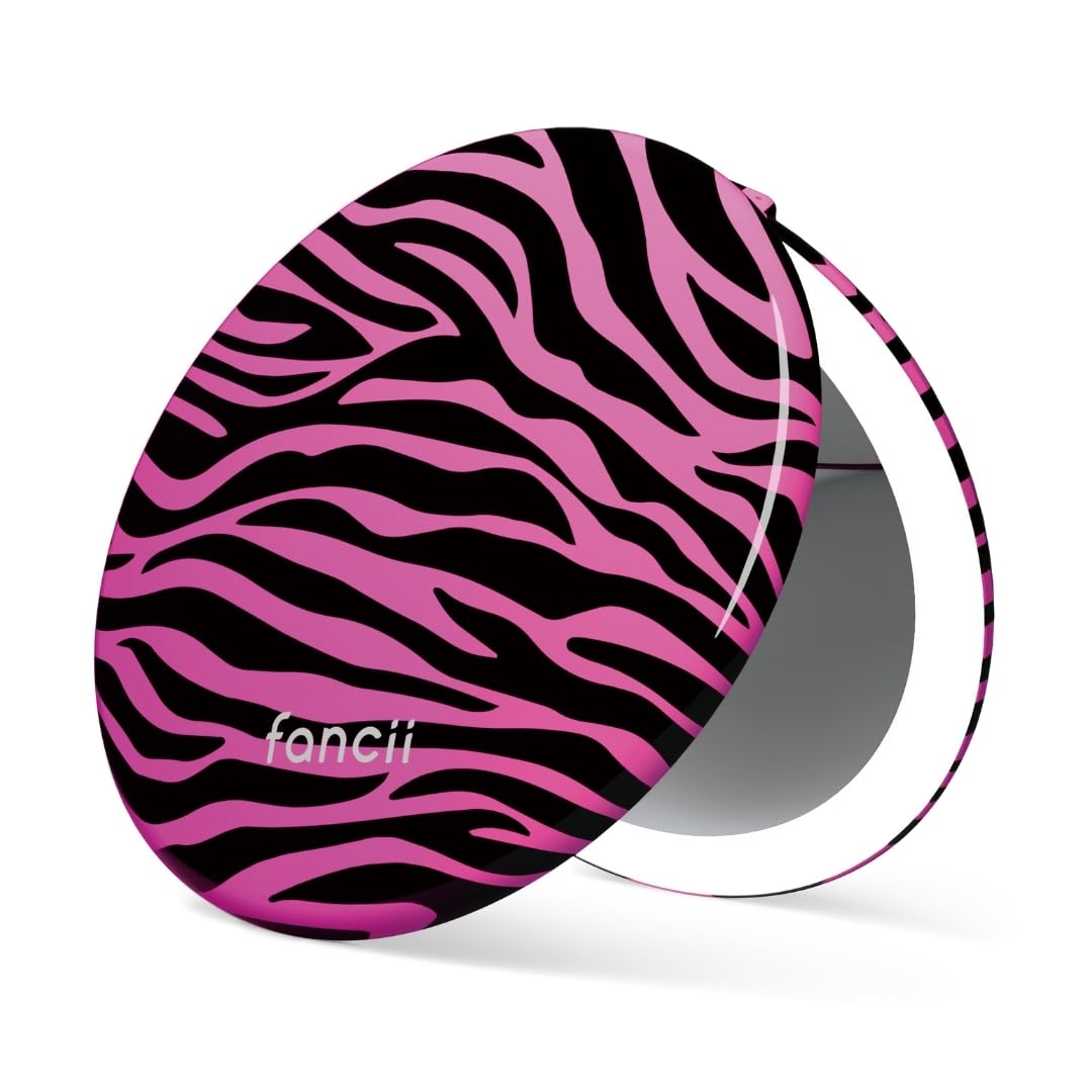 Fancii Taylor LED Lighted Travel Makeup Mirror, Rechargeable with 10x/1x Magnifying & 3 Light Settings - Compact, Portable, Large 5” Wide Hand Mirror for Handbag and Purses (Rose Gold)