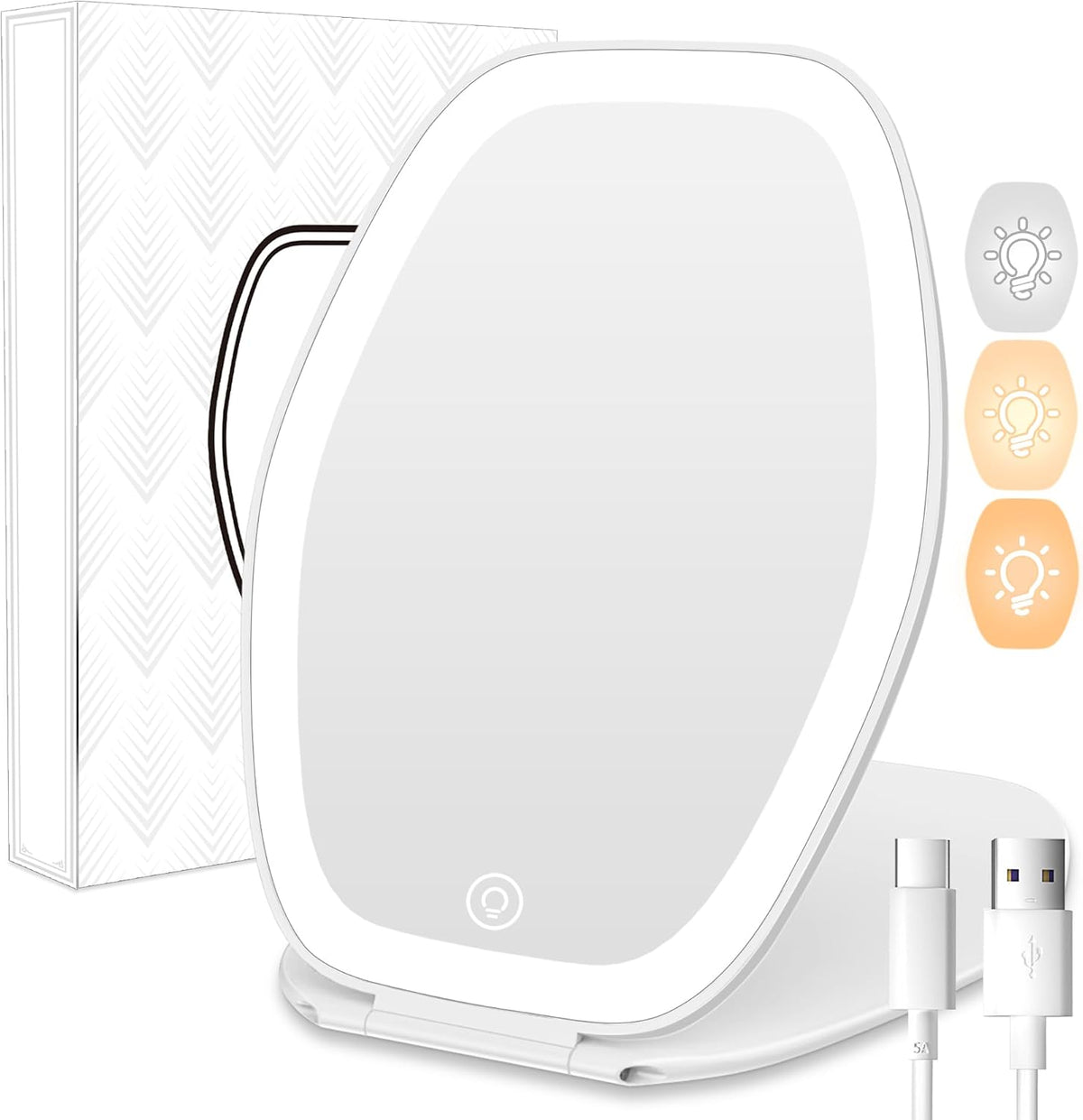 COSYGLOW Travel Makeup Mirror with Light, Portable Hexagon Vanity Mirror