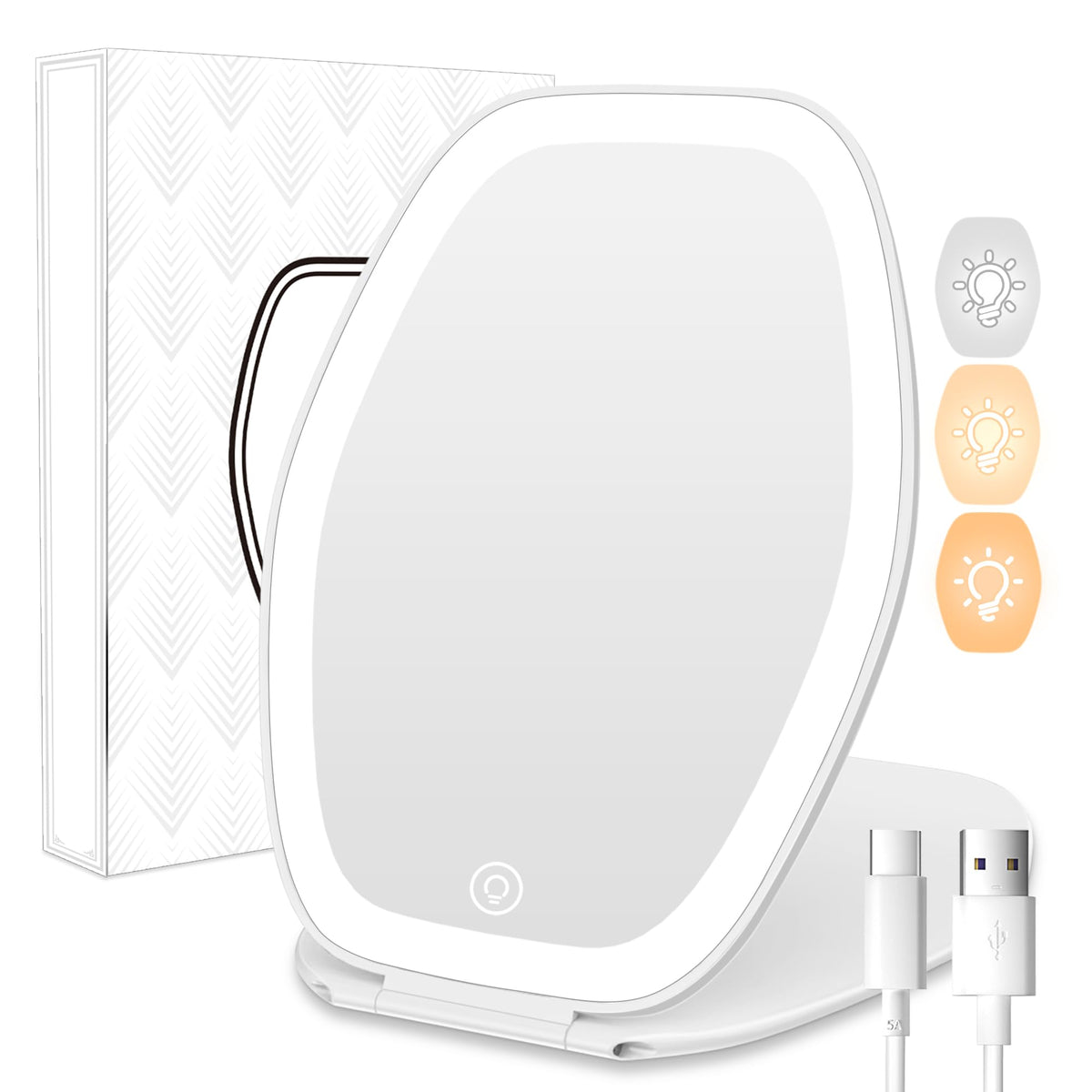 COSYGLOW Travel Makeup Mirror with Light, Portable Hexagon Vanity Mirror