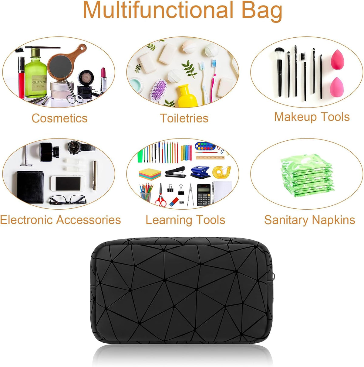 Likesing Period Bag Pouch, Leather Tampon Holder for Purse-Black