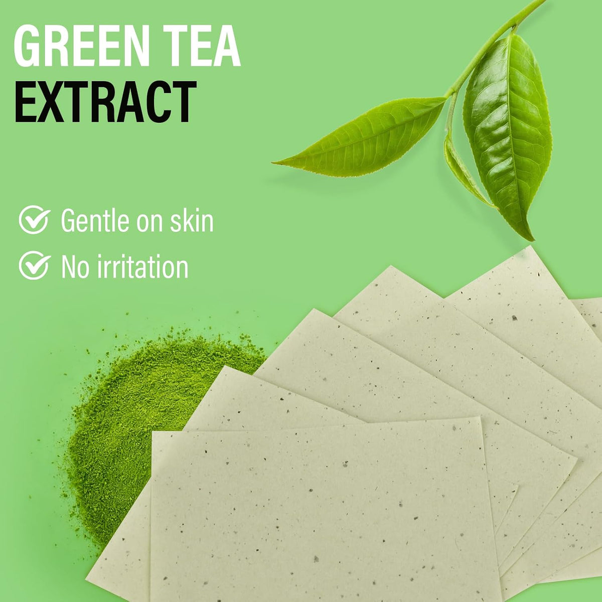 300 Oil Blotting Sheets for Face with Mirror & Puff, Green Tea Oil Absorbing Blotting Papers, Portable Blotting Sheets for All Skin Types, Makeup & Shine Control