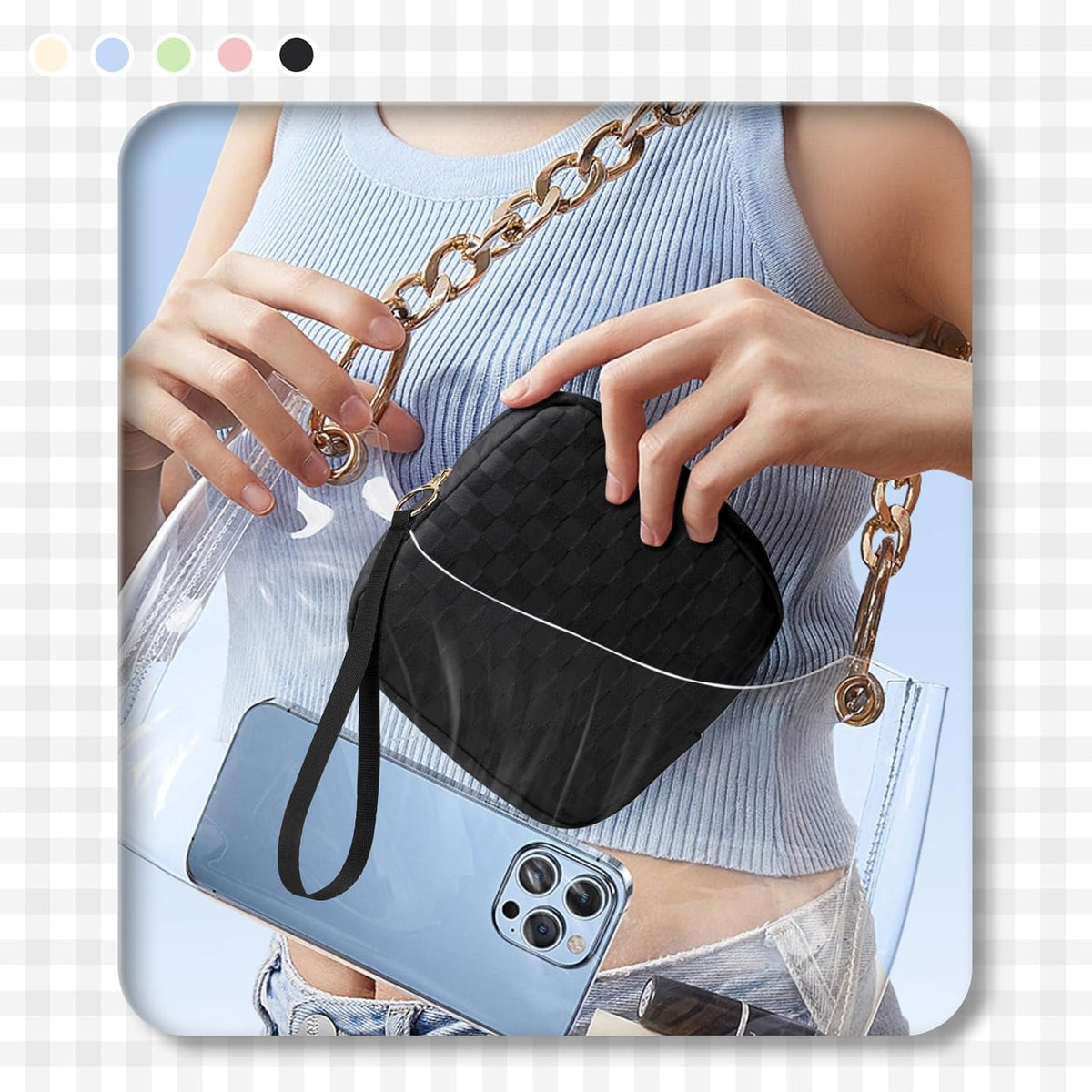 Likesing 5.3" Period Bag Pouch, Period Pouches for Teen Girls Women(Black)