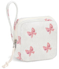 Small Makeup Bag | Discreet Period Bag Pad Pouch for Purse| Sanitary Napkin Storage & Tampon Holder for Travel(Flower bow pink)